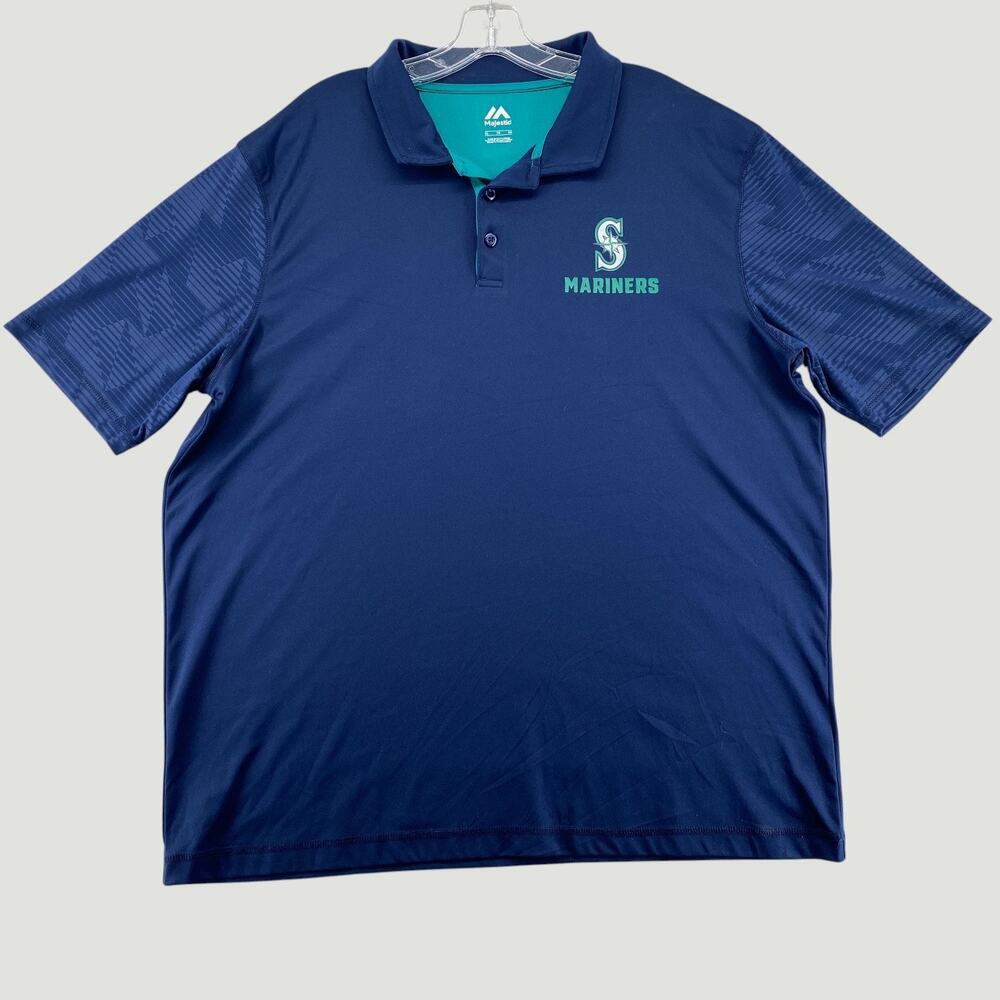 Seattle Mariners Majestic Navy Performance Polo Shirt XL